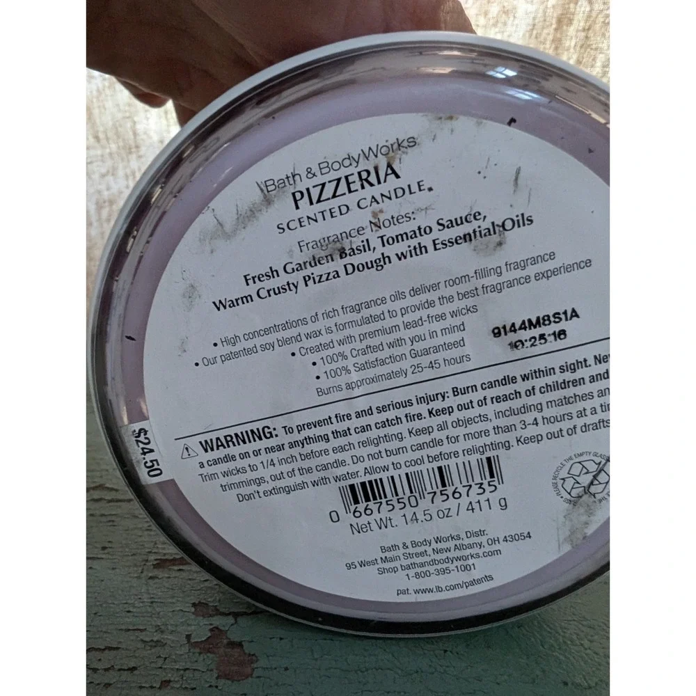 Bath & Body Works ROME PIZZERIA 3-Wick Large Candle‎ 14.5 Oz Over Half Full